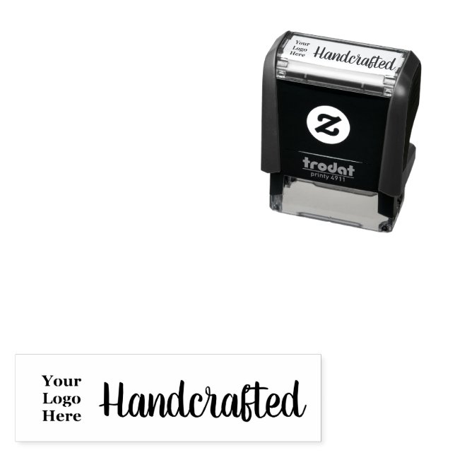 Handcrafted Your Logo Here Template Self-inking Stamp (In Situ)