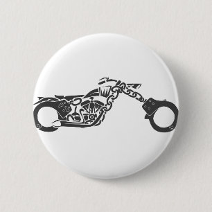 handcuff chopper motorcycle 6 cm round badge