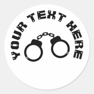 Handcuff silhouette stickers with custom text