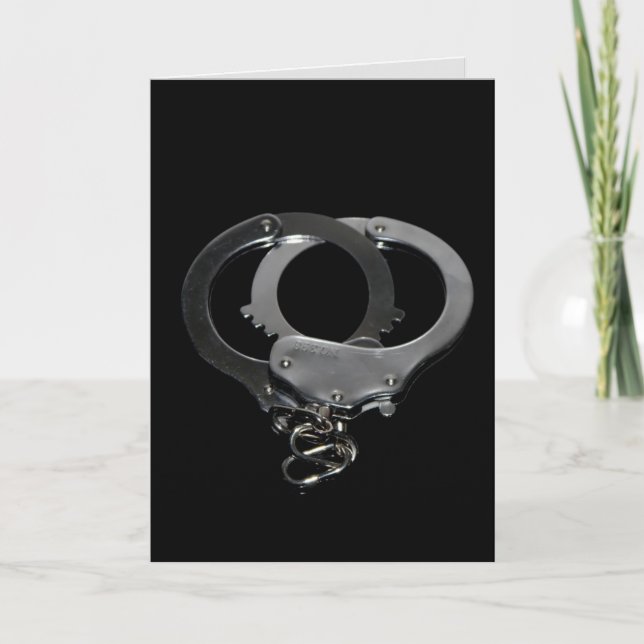 HANDCUFFS ROMANTIC KINKY GREETING CARD (Front)
