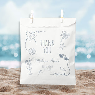HandDrawn Beach Doodle Thank You Bridal Shower Favour Bag