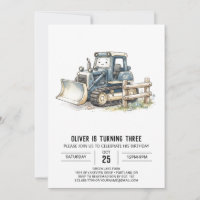 Handdrawn Bulldozer Birthday