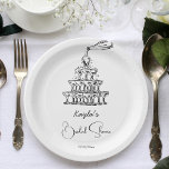 Handdrawn champagne tower minimalist bridal shower paper plate<br><div class="desc">Hand drawn scribble champagne tower sketch black and white minimalist bridal shower template paper plates personalised bridal shower tableware table decor</div>
