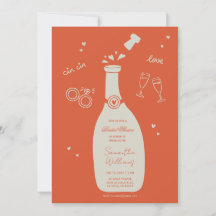 Handdrawn Champaign Bridal Shower Invitation