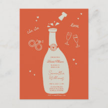 Handdrawn Champaign Bridal Shower Invitation Post