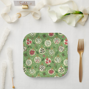 HandDrawn Christmas Ornament Paper Plates