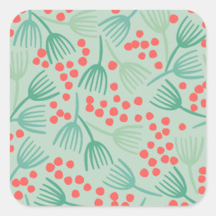 Handdrawn Christmas Tree Evergreen Pine Needles Square Sticker