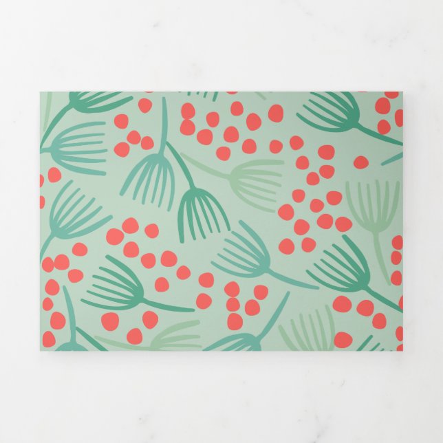 Handdrawn Christmas Tree Evergreen Pine Needles Tri-Fold Holiday Card (Cover)