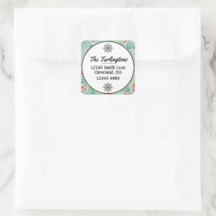 Handdrawn Christmas Tree Evergreen Return Address Square Sticker