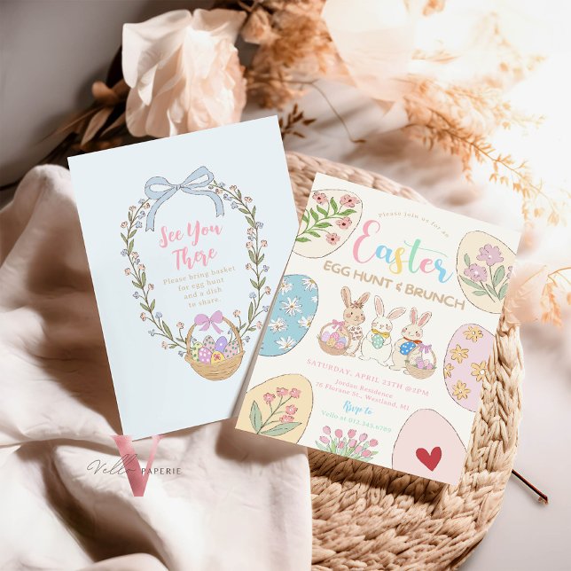 Handdrawn Colourful Pastel Easter Egg Brunch Party Invitation (Creator Uploaded)