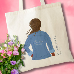 HandDrawn Denim Jacket Dark Hair & Skin Bridesmaid Tote Bag