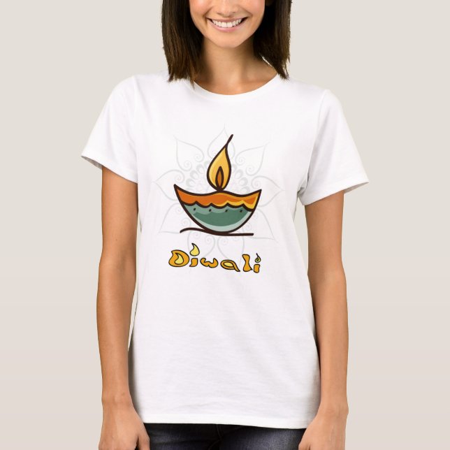 Handdrawn diya Diwali Candle T-Shirt (Front)