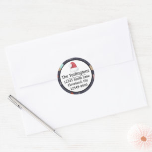Handdrawn Evergreen Pine Trees Snow Return Address Classic Round Sticker