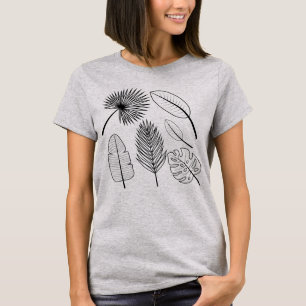Handdrawn Flowers Doodles Black and White Plants T T-Shirt