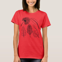 Handdrawn Flowers Doodles Red Black Plants T-Shirt