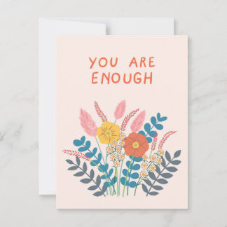 Handdrawn Flowers You are Enough Postcard