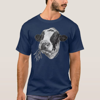 Handdrawn Happy Holstein Friesian Dairy Cow T-Shirt