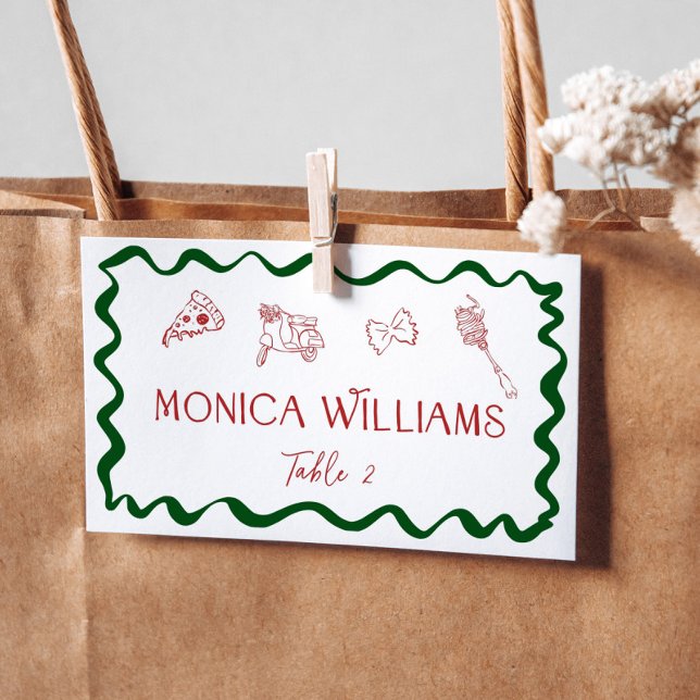 Handdrawn Italian Thats Amore Pizza Handwritten Place Card (Creator Uploaded)