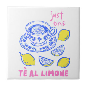 Handdrawn Lemon Summer Quote  Ceramic Tile