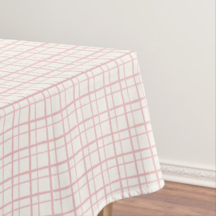 HandDrawn Organic Grid Check Ballet Pink Tablecloth