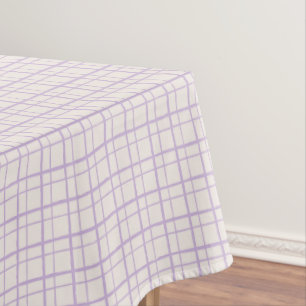 HandDrawn Organic Grid Check Dusty Lilac Tablecloth
