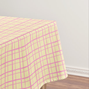 HandDrawn Organic Grid Check Sunshine Yellow Tablecloth
