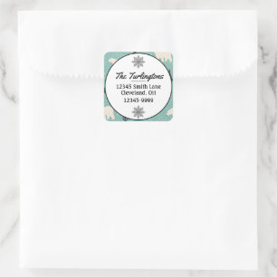 Handdrawn Polar Bears Evergreen Return Address Square Sticker