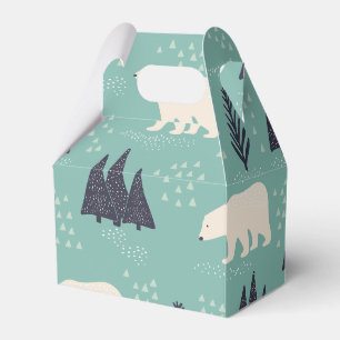 Handdrawn Polar Bears Evergreen Trees in the Snow Favour Box