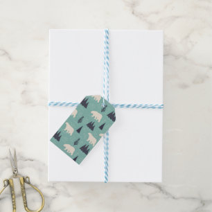 Handdrawn Polar Bears Evergreen Trees Personalised Gift Tags