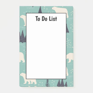 Handdrawn Polar Bears Evergreen Trees To Do List Post-it Notes