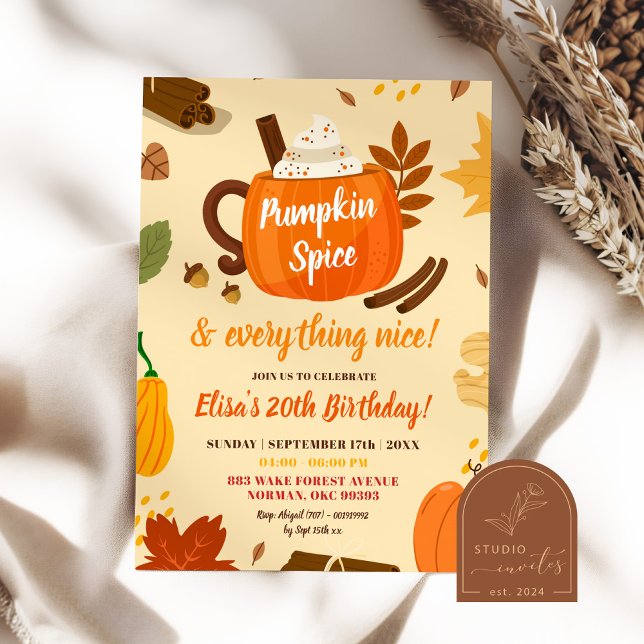 HandDrawn Pumpkin Spice and Everything Nice Party Invitation (Creator Uploaded)