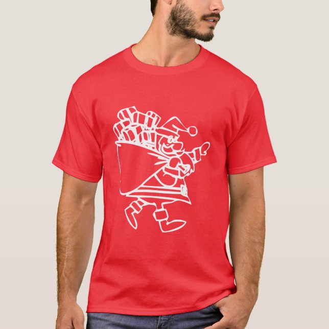 Handdrawn Santa with Presents T-Shirt (Front)