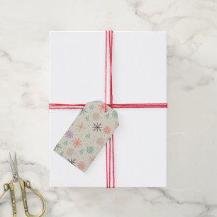 Handdrawn Snowflakes Christmas Trees Multicolor Gift Tags