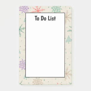Handdrawn Snowflakes Christmas Trees Multicolor Post-it Notes