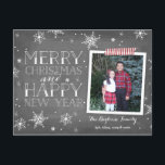 Handdrawn Snowflakes Collection Holiday Postcard<br><div class="desc">Featuring hand drawn snowballed,  distressed chalky background,  tilted photo and decorative typography.</div>