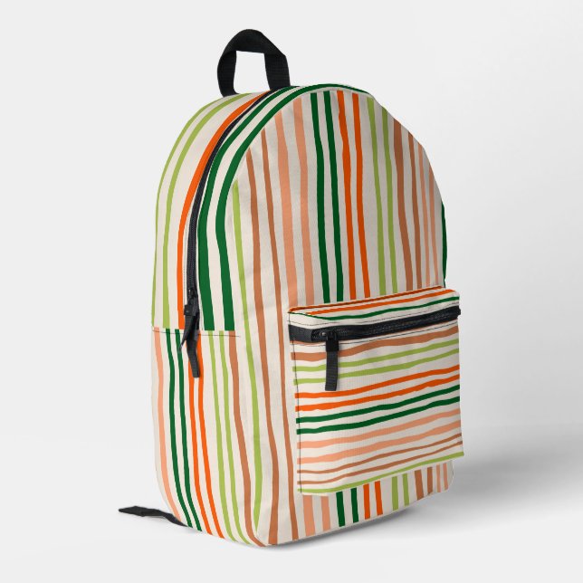 Handdrawn Vintage Stripe Gifts Printed Backpack (Back Corner Left)