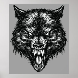 Handdrawn Wolf Poster