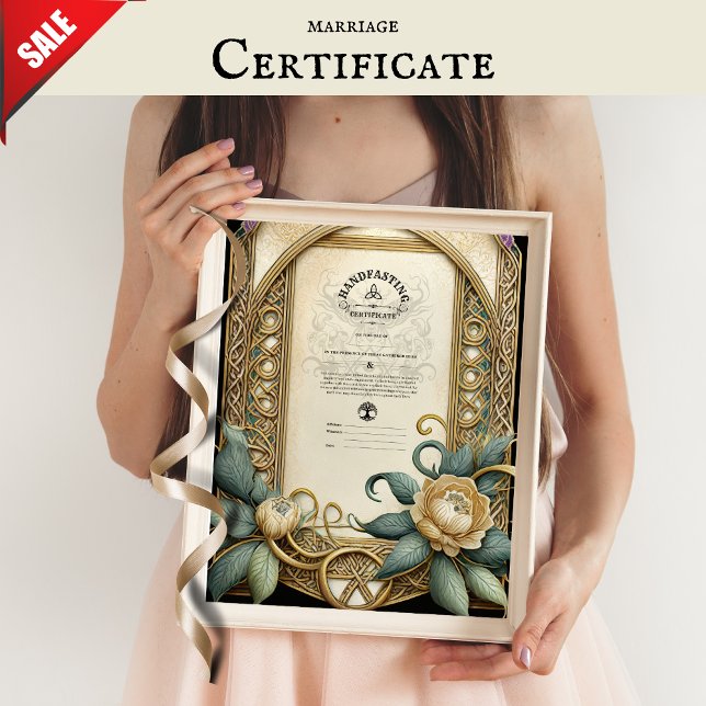 HANDFASTING CERTIFICATE FLORAL CELTIC WICCA PAGAN POSTER (Creator Uploaded)