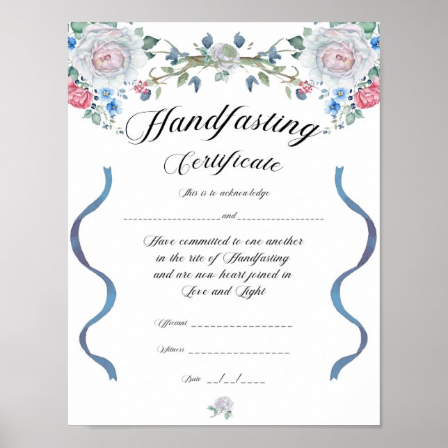 Handfasting Certificate Poster - Elegant design (Front)