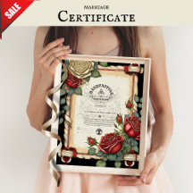 HANDFASTING CERTIFICATE TARTAN ROSES RED GREEN 