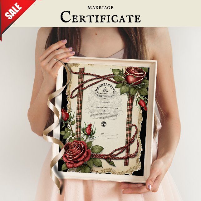 HANDFASTING CERTIFICATE TARTAN ROSES RED GREEN  POSTER (Creator Uploaded)
