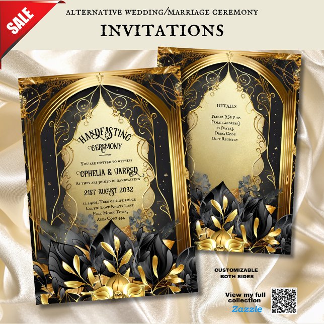 HANDFASTING INVITATIONS BLACK GOLD ETHEREAL (Creator Uploaded)