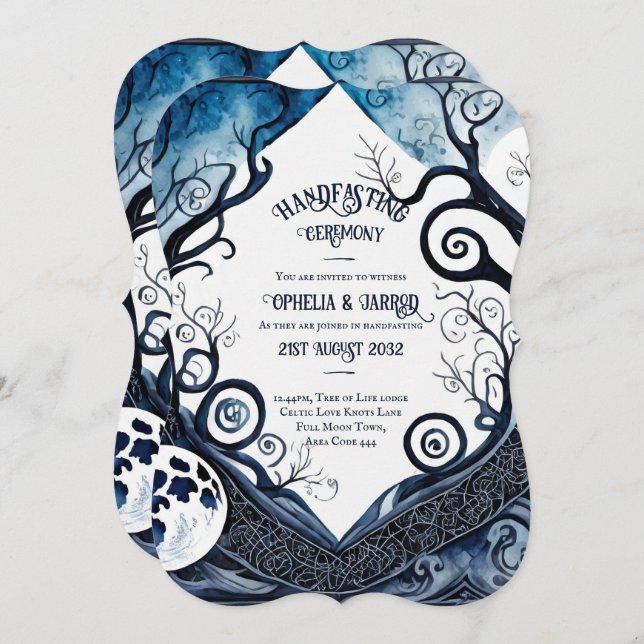 HANDFASTING INVITATIONS DRUID CELTIC WICCA MOON (Front/Back)