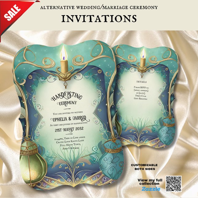 HANDFASTING INVITATIONS GREEN GOLD ETHEREAL (Creator Uploaded)