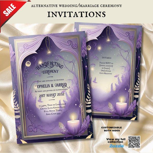 HANDFASTING INVITATIONS PURPLE GOLD ETHEREAL (Creator Uploaded)