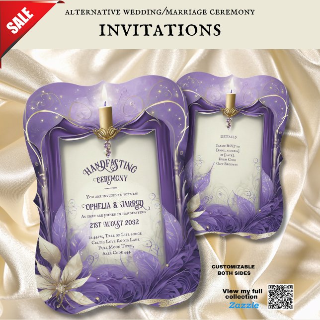 HANDFASTING INVITATIONS PURPLE GOLD ETHEREAL (Creator Uploaded)