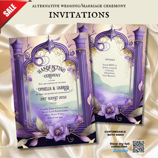 HANDFASTING INVITATIONS PURPLE GOLD ETHEREAL (Creator Uploaded)