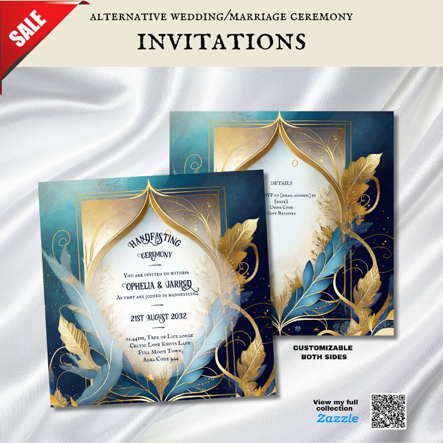 HANDFASTING INVITATIONS TEAL GOLD (Creator Uploaded)