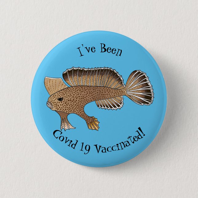 Handfish cartoon illustration 6 cm round badge (Front)
