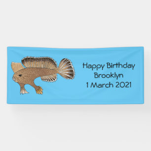 Handfish cartoon illustration banner